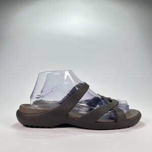Crocs Meleen Black Twist Sandals Comfortable Strappy Slides Women's Size 9